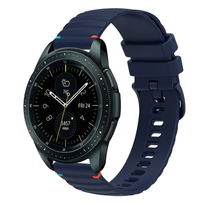 For Samsung Galaxy Watch 42mm Wavy Dotted Stitched 20mm Silicone Watch Band(Navy Blue) by bashfashion