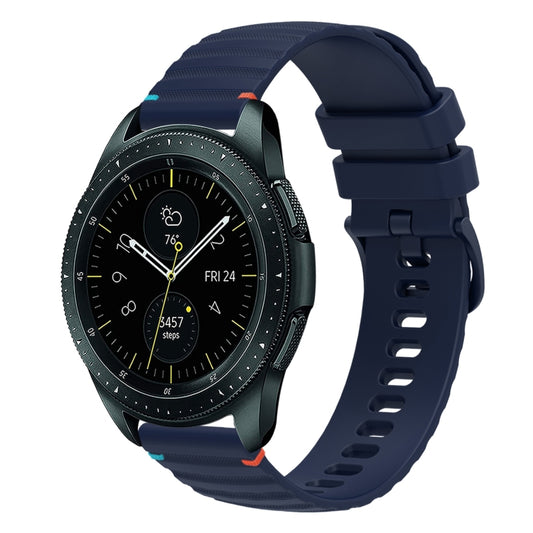 For Samsung Galaxy Watch 42mm Wavy Dotted Stitched 20mm Silicone Watch Band(Navy Blue) by bashfashion