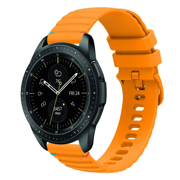 For Samsung Galaxy Watch 42mm Wavy Dotted Stitched 20mm Silicone Watch Band(Amber Yellow) by bashfashion