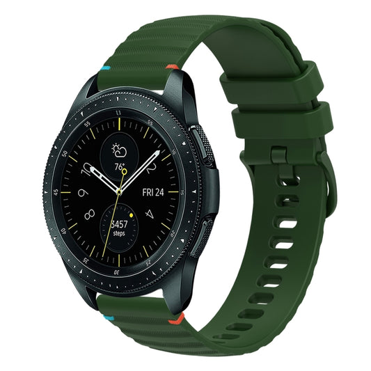 For Samsung Galaxy Watch 42mm Wavy Dotted Stitched 20mm Silicone Watch Band(Army Green) by bashfashion