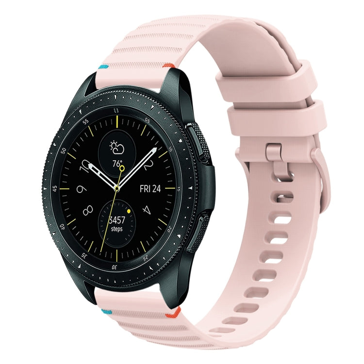 For Samsung Galaxy Watch 42mm Wavy Dotted Stitched 20mm Silicone Watch Band(Rose Pink) by bashfashion