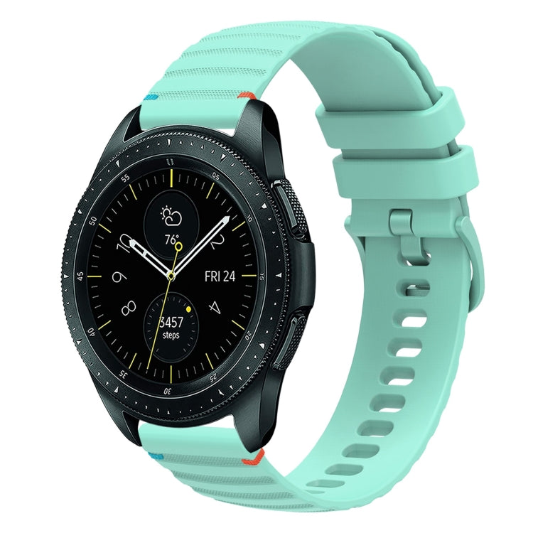 For Samsung Galaxy Watch 42mm Wavy Dotted Stitched 20mm Silicone Watch Band(Teal Green) by bashfashion