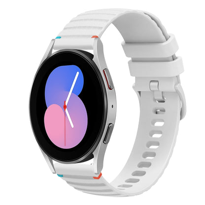 For Samsung Galaxy Watch 5 40 / 44mm Wavy Dotted Stitched 20mm Silicone Watch Band(White) by bashfashion