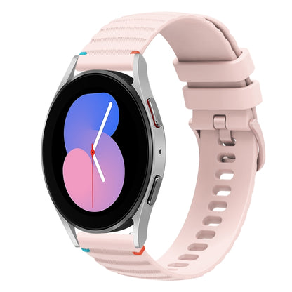 For Samsung Galaxy Watch 5 40 / 44mm Wavy Dotted Stitched 20mm Silicone Watch Band(Rose Pink) by bashfashion