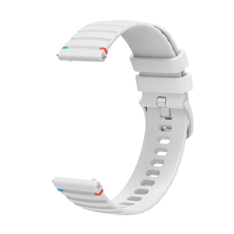 For Samsung Galaxy Watch 4 40 / 44mm Wavy Dotted Stitched 20mm Silicone Watch Band(White) by bashfashion