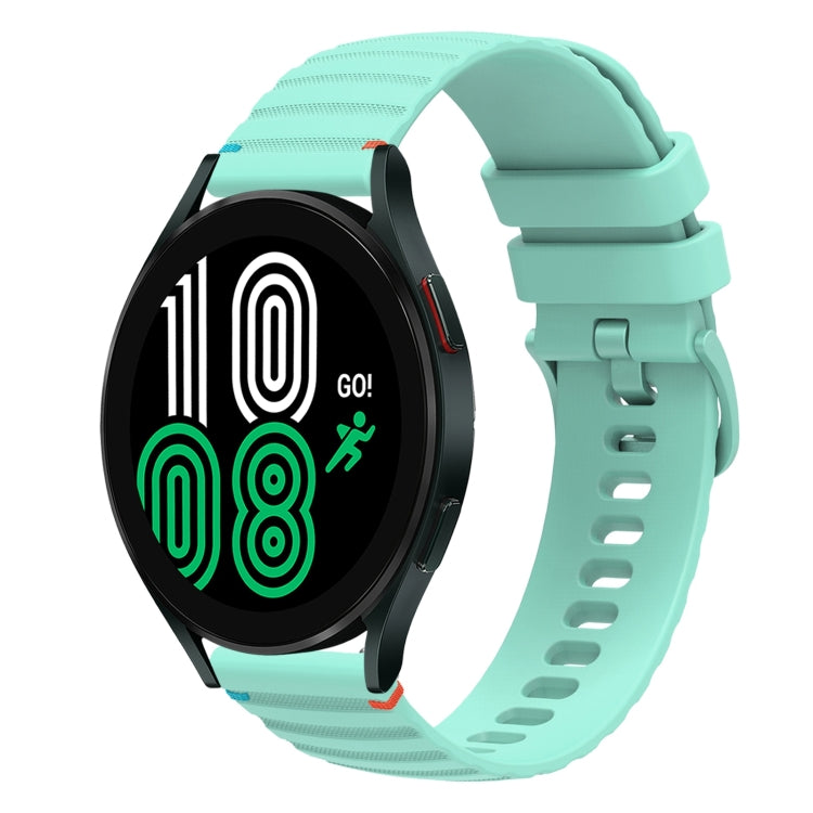For Samsung Galaxy Watch 4 40 / 44mm Wavy Dotted Stitched 20mm Silicone Watch Band(Teal Green) by bashfashion
