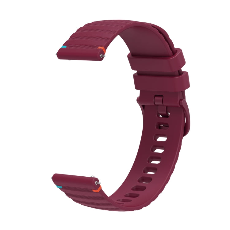 For Samsung Galaxy Watch 4 Classic 42 / 46mm Wavy Dotted Stitched 20mm Silicone Watch Band(Wine Red) by bashfashion