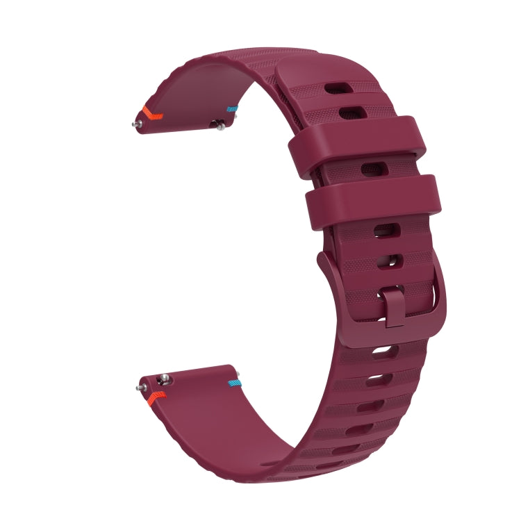 For Samsung Galaxy Watch 4 Classic 42 / 46mm Wavy Dotted Stitched 20mm Silicone Watch Band(Wine Red) by bashfashion