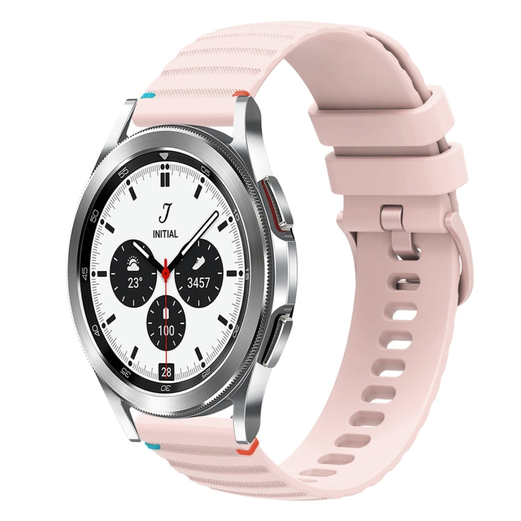 For Samsung Galaxy Watch 4 Classic 42 / 46mm Wavy Dotted Stitched 20mm Silicone Watch Band(Rose Pink) by bashfashion