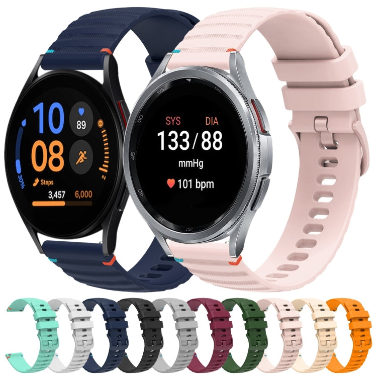 For Samsung Galaxy Watch Active Wavy Dotted Stitched 20mm Silicone Watch Band(Rose Pink) by bashfashion