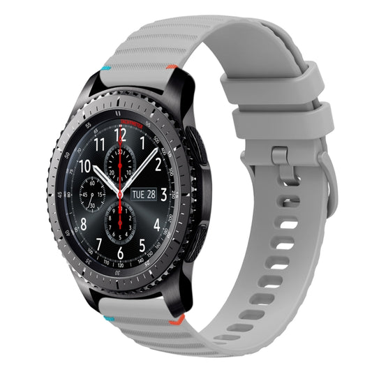 For Samsung Galaxy Gear S3 Frontier Wavy Dotted Stitched 22mm Silicone Watch Band(Gray) by bashfashion