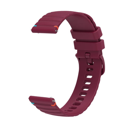 For Samsung Galaxy Gear S3 Frontier Wavy Dotted Stitched 22mm Silicone Watch Band(Wine Red) by bashfashion