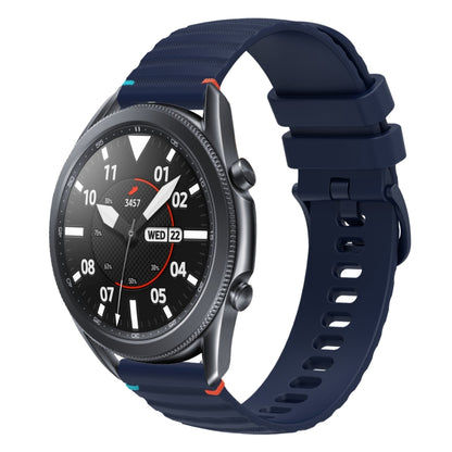 For Samsung Galaxy Watch 3 45mm Wavy Dotted Stitched 22mm Silicone Watch Band(Navy Blue) by bashfashion