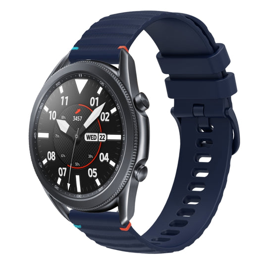 For Samsung Galaxy Watch 3 45mm Wavy Dotted Stitched 22mm Silicone Watch Band(Navy Blue) by bashfashion