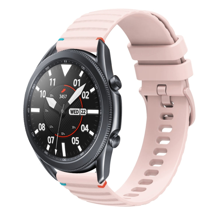 For Samsung Galaxy Watch 3 45mm Wavy Dotted Stitched 22mm Silicone Watch Band(Rose Pink) by bashfashion