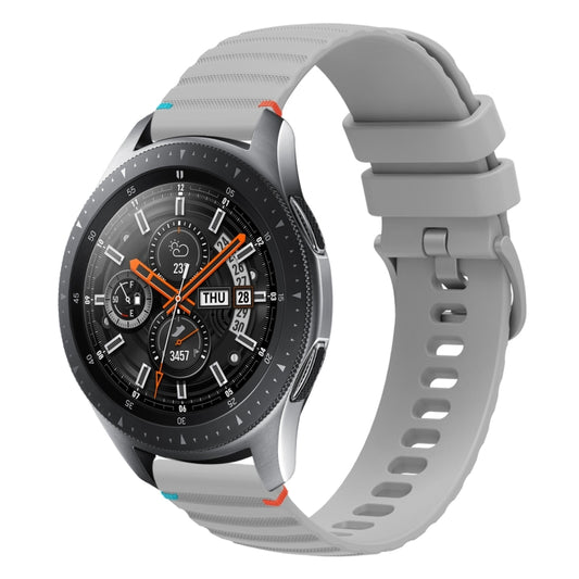 For Samsung Galaxy Watch 46mm Wavy Dotted Stitched 22mm Silicone Watch Band(Gray) by bashfashion