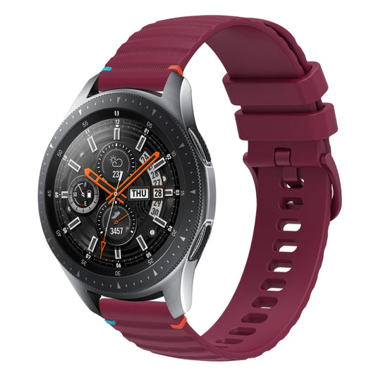 For Samsung Galaxy Watch 46mm Wavy Dotted Stitched 22mm Silicone Watch Band(Wine Red) by bashfashion