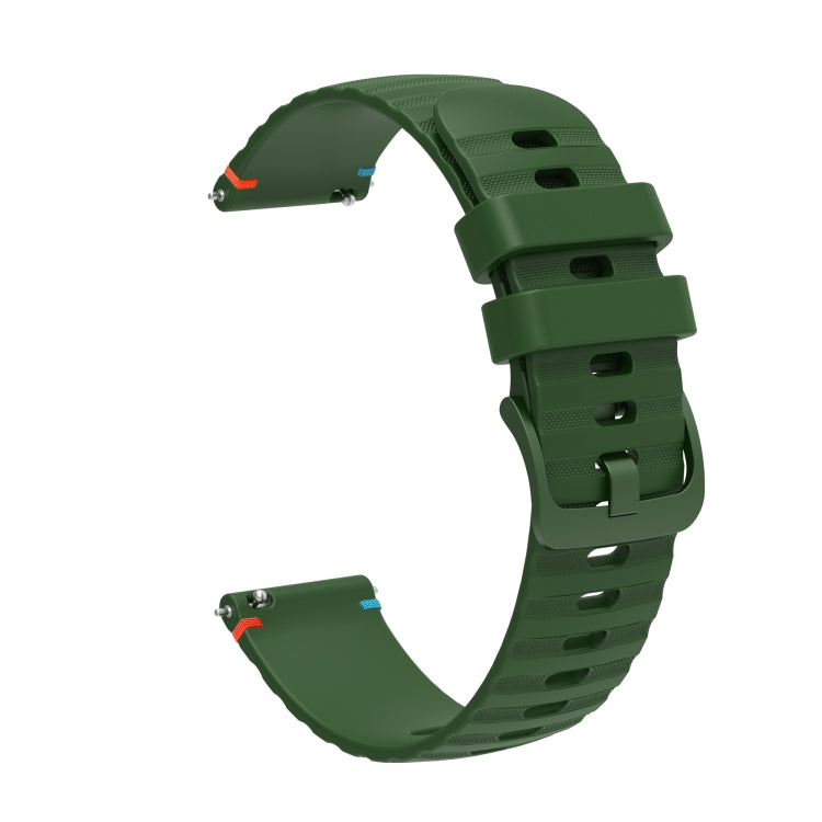For Samsung Galaxy Watch 46mm Wavy Dotted Stitched 22mm Silicone Watch Band(Army Green) by bashfashion