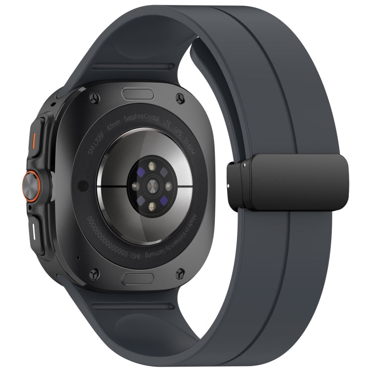 For Samsung Galaxy Watch Ultra 47mm Groove Style Folding Magnetic Buckle Silicone Watch Band(Gray) by bashfashion