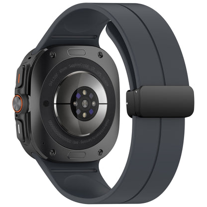 For Samsung Galaxy Watch Ultra 47mm Groove Style Folding Magnetic Buckle Silicone Watch Band(Gray) by bashfashion