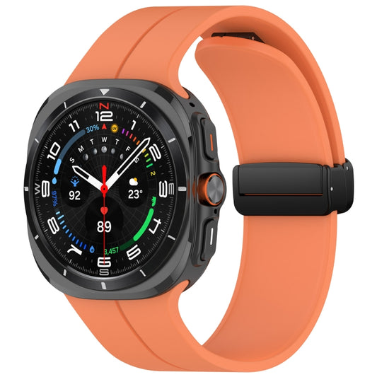 For Samsung Galaxy Watch Ultra 47mm Groove Style Folding Magnetic Buckle Silicone Watch Band(Orange) by bashfashion