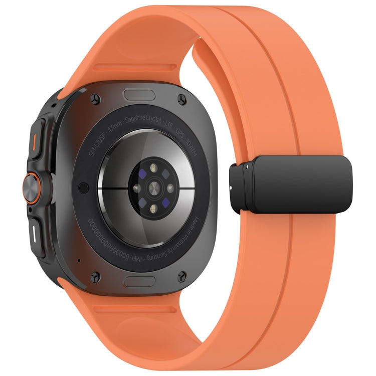 For Samsung Galaxy Watch Ultra 47mm Groove Style Folding Magnetic Buckle Silicone Watch Band(Orange) by bashfashion