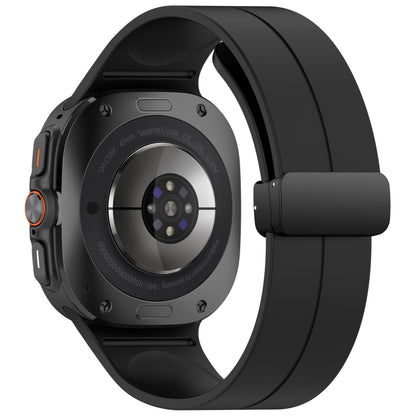 For Samsung Galaxy Watch Ultra 47mm Groove Style Folding Magnetic Buckle Silicone Watch Band(Black) by bashfashion