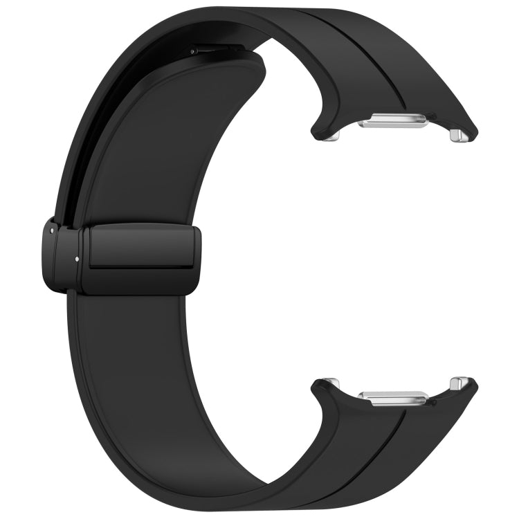 For Samsung Galaxy Watch Ultra 47mm Groove Style Folding Magnetic Buckle Silicone Watch Band(Black) by bashfashion
