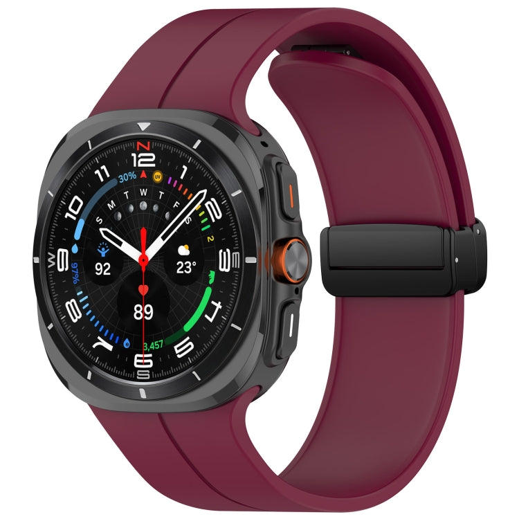 For Samsung Galaxy Watch Ultra 47mm Groove Style Folding Magnetic Buckle Silicone Watch Band(Wine Red) by bashfashion