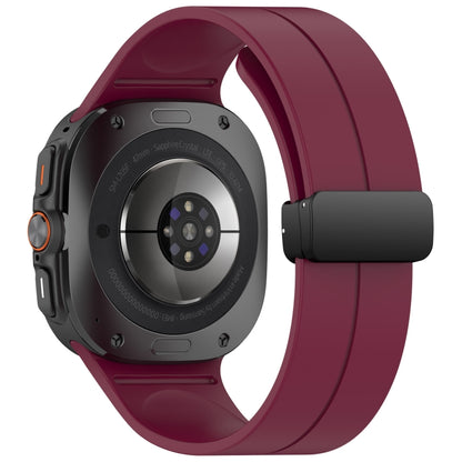 For Samsung Galaxy Watch Ultra 47mm Groove Style Folding Magnetic Buckle Silicone Watch Band(Wine Red) by bashfashion