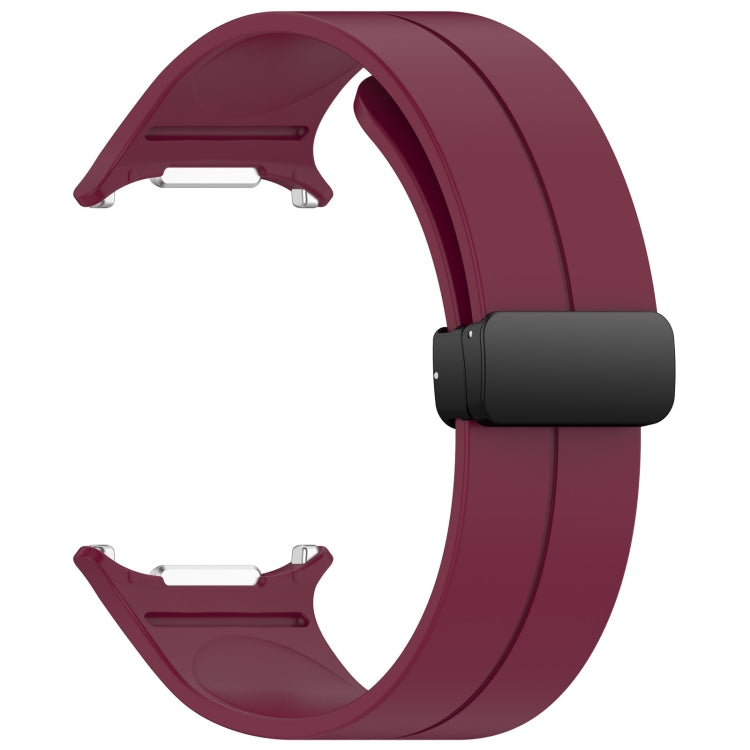 For Samsung Galaxy Watch Ultra 47mm Groove Style Folding Magnetic Buckle Silicone Watch Band(Wine Red) by bashfashion