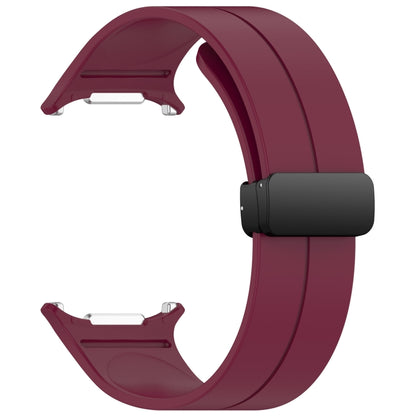 For Samsung Galaxy Watch Ultra 47mm Groove Style Folding Magnetic Buckle Silicone Watch Band(Wine Red) by bashfashion