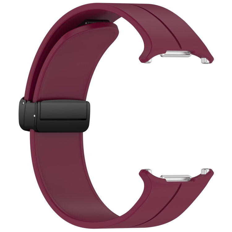 For Samsung Galaxy Watch Ultra 47mm Groove Style Folding Magnetic Buckle Silicone Watch Band(Wine Red) by bashfashion
