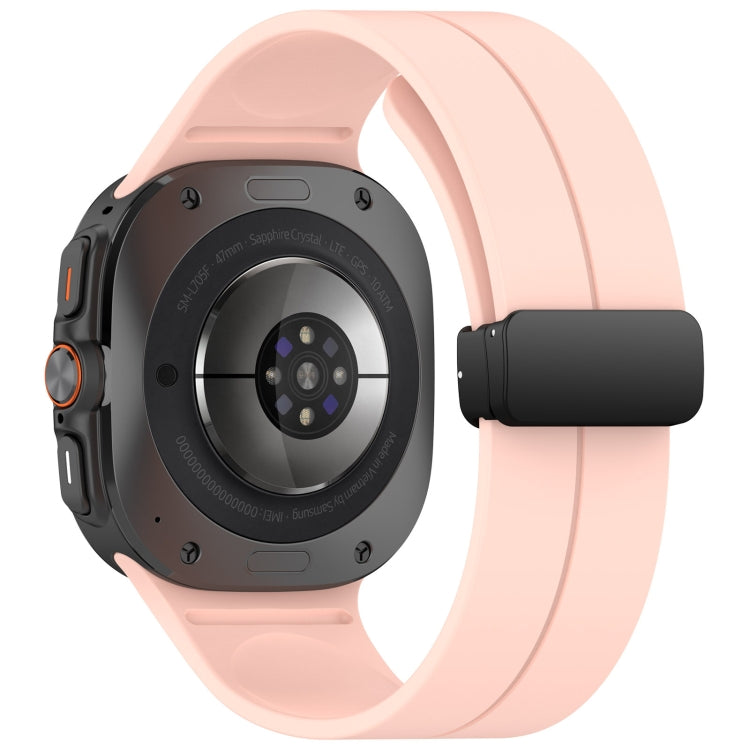 For Samsung Galaxy Watch Ultra 47mm Groove Style Folding Magnetic Buckle Silicone Watch Band(Light Pink) by bashfashion