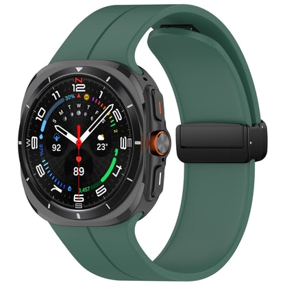 For Samsung Galaxy Watch Ultra 47mm Groove Style Folding Magnetic Buckle Silicone Watch Band(Dark Green) by bashfashion
