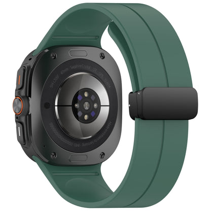 For Samsung Galaxy Watch Ultra 47mm Groove Style Folding Magnetic Buckle Silicone Watch Band(Dark Green) by bashfashion