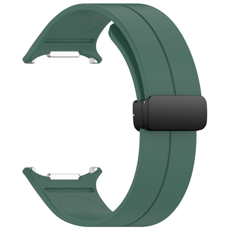 For Samsung Galaxy Watch Ultra 47mm Groove Style Folding Magnetic Buckle Silicone Watch Band(Dark Green) by bashfashion