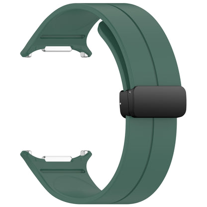 For Samsung Galaxy Watch Ultra 47mm Groove Style Folding Magnetic Buckle Silicone Watch Band(Dark Green) by bashfashion