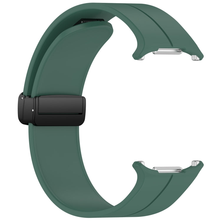 For Samsung Galaxy Watch Ultra 47mm Groove Style Folding Magnetic Buckle Silicone Watch Band(Dark Green) by bashfashion