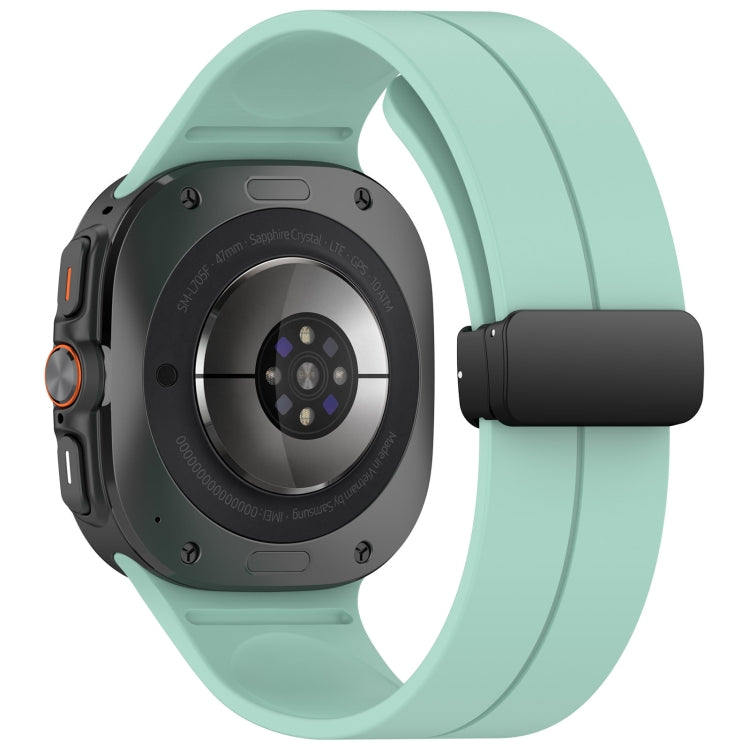 For Samsung Galaxy Watch Ultra 47mm Groove Style Folding Magnetic Buckle Silicone Watch Band(Teal Green) by bashfashion