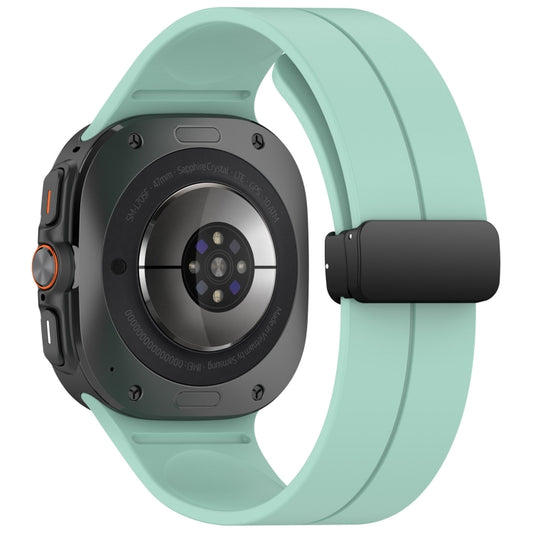 For Samsung Galaxy Watch Ultra 47mm Groove Style Folding Magnetic Buckle Silicone Watch Band(Teal Green) by bashfashion