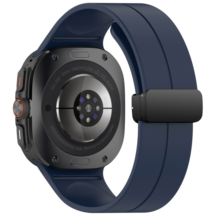 For Samsung Galaxy Watch Ultra 47mm Groove Style Folding Magnetic Buckle Silicone Watch Band(Midnight Blue) by bashfashion