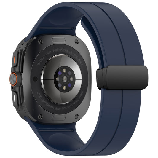 For Samsung Galaxy Watch Ultra 47mm Groove Style Folding Magnetic Buckle Silicone Watch Band(Midnight Blue) by bashfashion