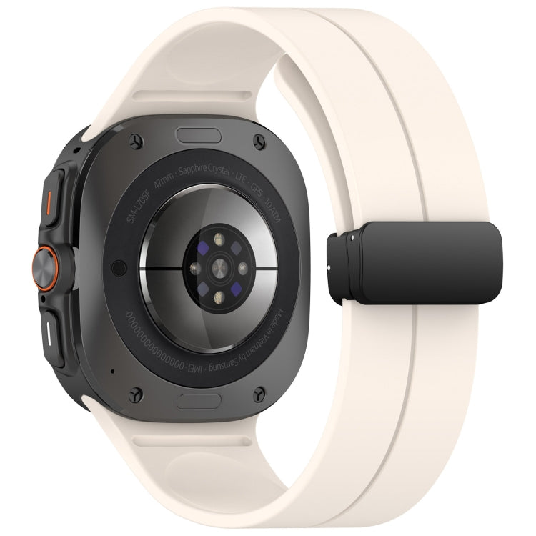 For Samsung Galaxy Watch Ultra 47mm Groove Style Folding Magnetic Buckle Silicone Watch Band(Starlight) by bashfashion