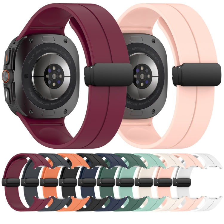 For Samsung Galaxy Watch Ultra 47mm Groove Style Folding Magnetic Buckle Silicone Watch Band(Wine Red) by bashfashion