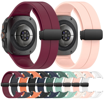 For Samsung Galaxy Watch Ultra 47mm Groove Style Folding Magnetic Buckle Silicone Watch Band(Wine Red) by bashfashion