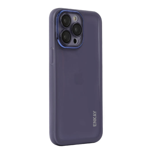 For iPhone 15 Pro Max ENKAY Hat-Prince Translucent Matte TPU Phone Case with Lens Film(Purple) by ENKAY