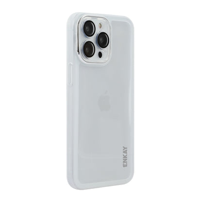 For iPhone 15 Pro ENKAY Hat-Prince Translucent Matte TPU Phone Case with Lens Film(White) by ENKAY