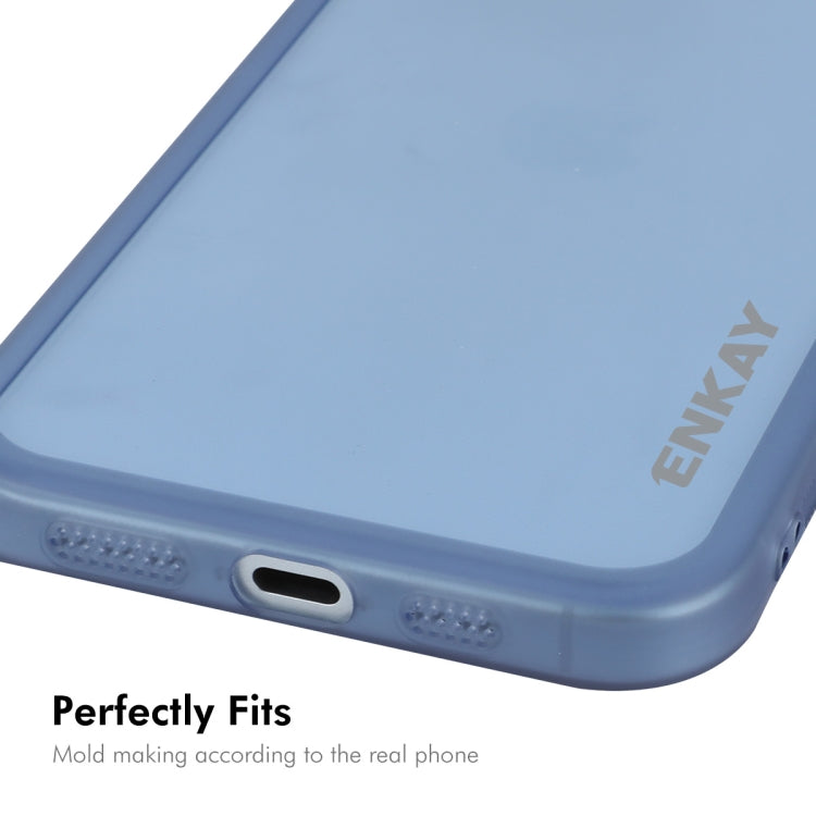 For iPhone 15 Plus ENKAY Hat-Prince Translucent Matte TPU Phone Case with Lens Film(White) by ENKAY