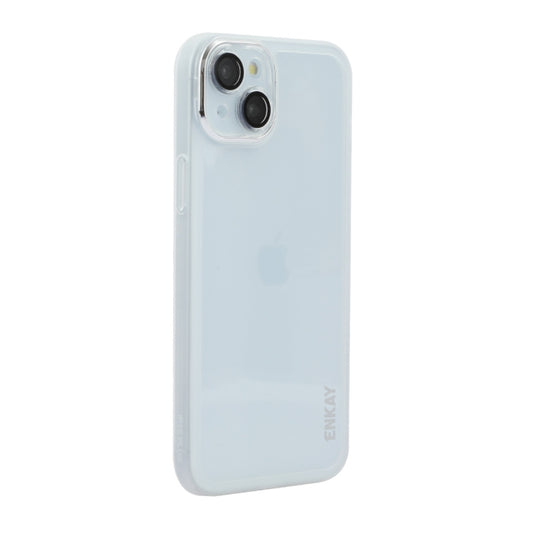 For iPhone 15 ENKAY Hat-Prince Translucent Matte TPU Phone Case with Lens Film(White) by ENKAY
